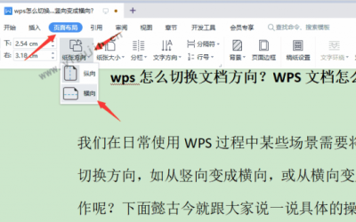 wps怎么切换文档方向？WPS文档怎么把竖向变成横向？