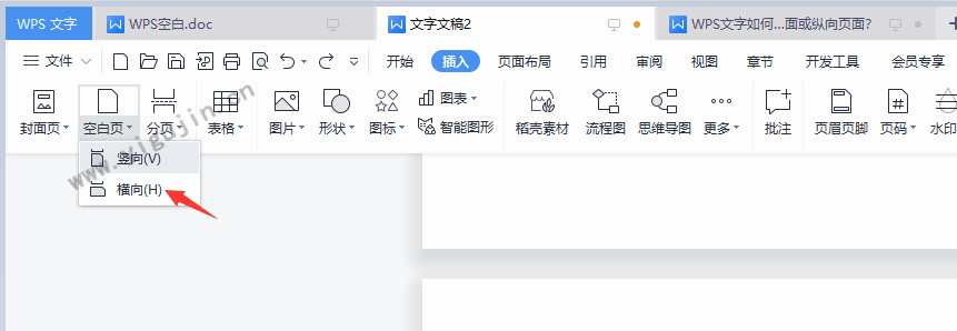 WPS文字如何实现不分节一键插入横向页面或纵向页面？