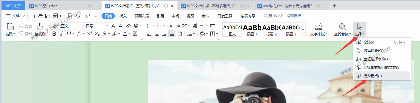 WPS文档中如何选中所有图片？附2种选择多张图片的方法