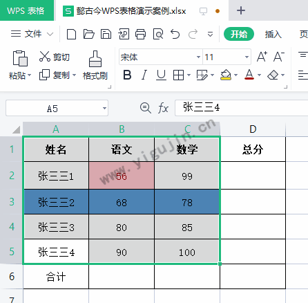 WPS表格如何快速选择整列或整行或几行或几列单元格？